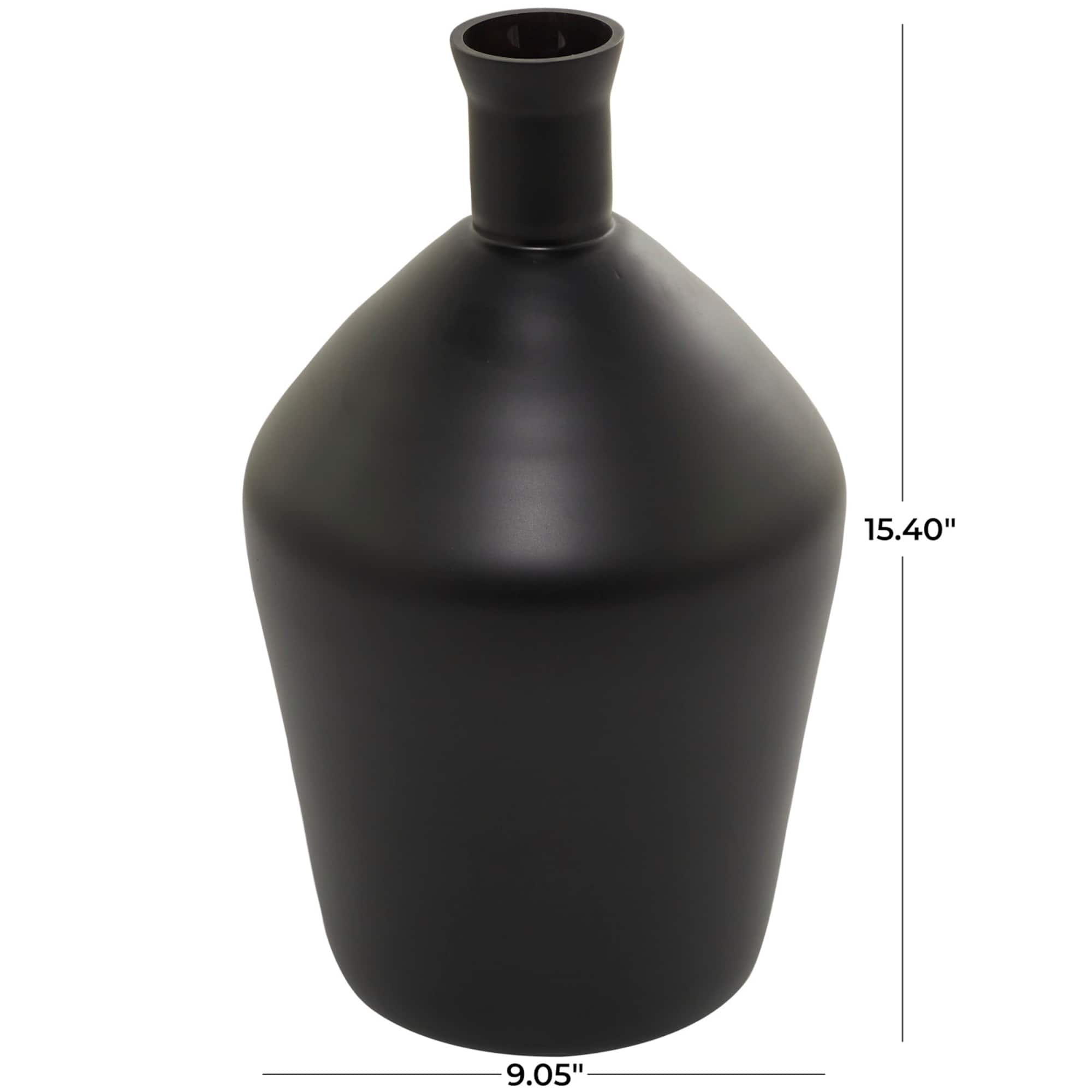 Black Glass Vase 9" x 9" x 15"